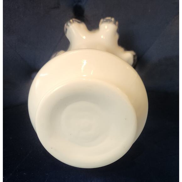 Fenton Silver Crest Milk Glass Ruffled Vase – 9" Crimped Clear Edge Vintage - Picture 4 of 6